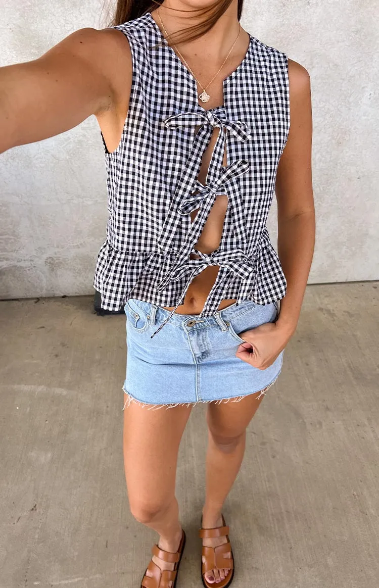 Baxter Black Gingham Top sold by Beginning Boutique product image thumbnail 5