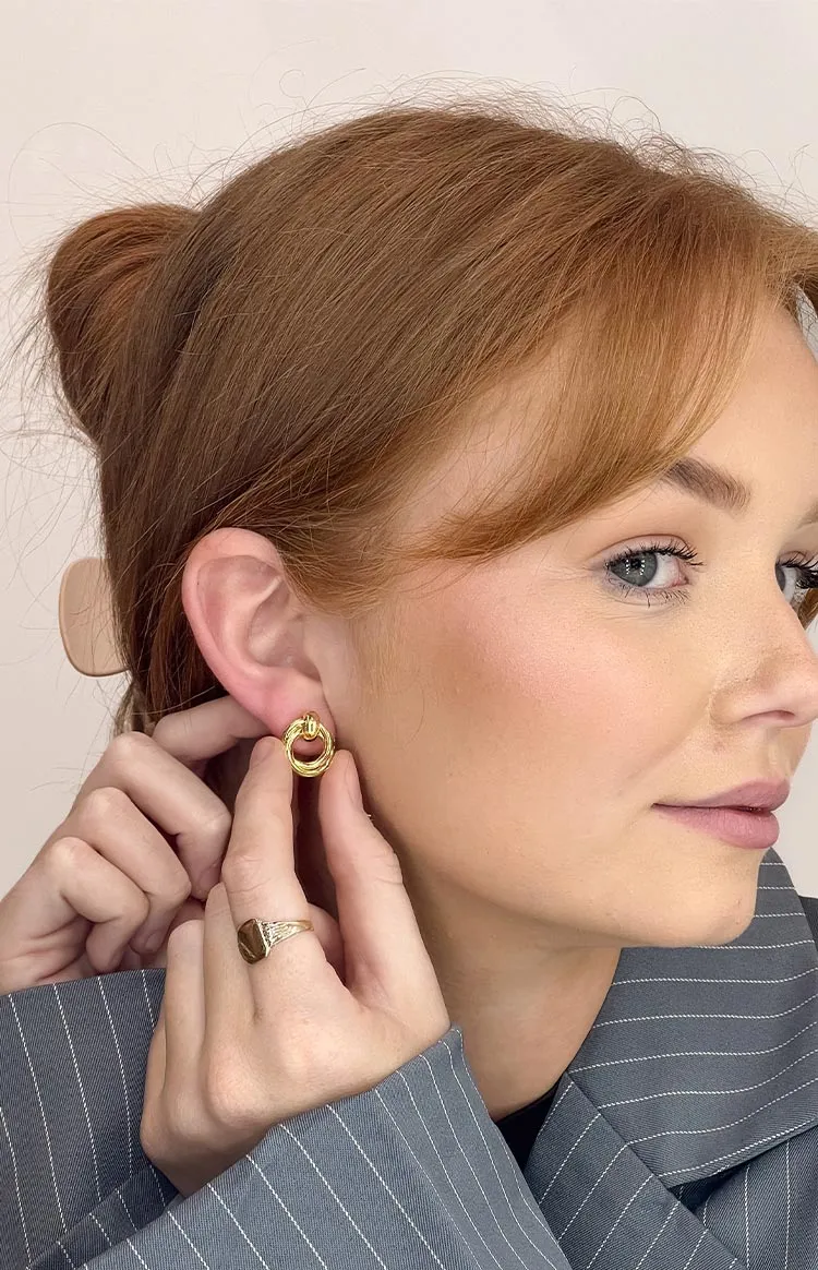 Hollie Gold Chunky Hoop Earrings sold by Beginning Boutique product image thumbnail 3