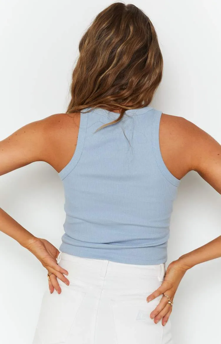 Naomi Ribbed Tank Blue sold by Beginning Boutique product image thumbnail 5