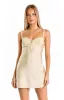 Kate Yellow Satin Party Mini Dress sold by Beginning Boutique
