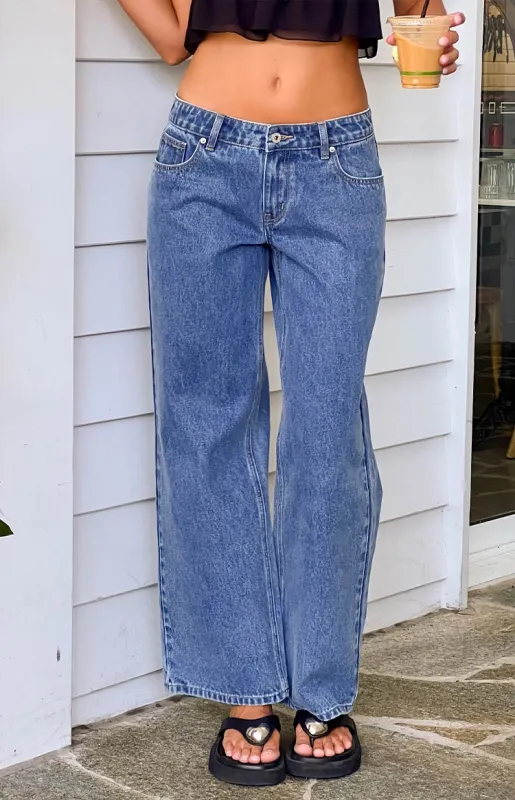 Clara Star Mid Wash Denim Low Rise Jeans sold by Beginning Boutique