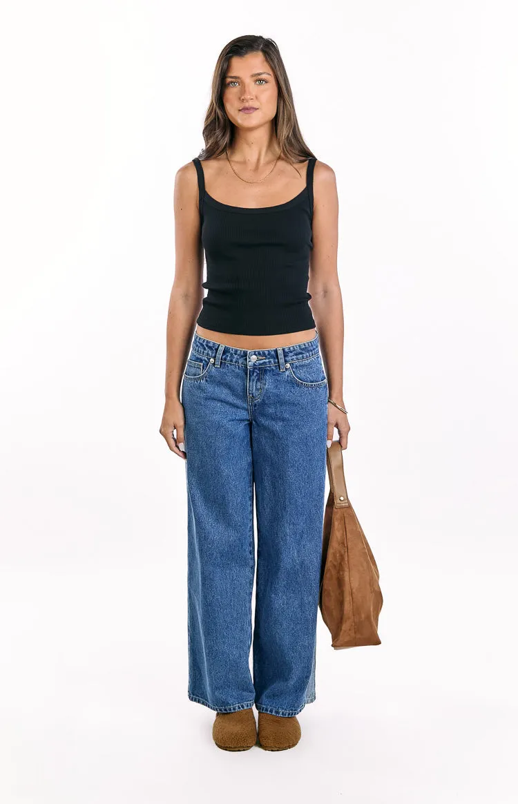 Roonie Contrast Stripe Mid Wash Denim Low Rise Jeans sold by Beginning Boutique product image thumbnail 3