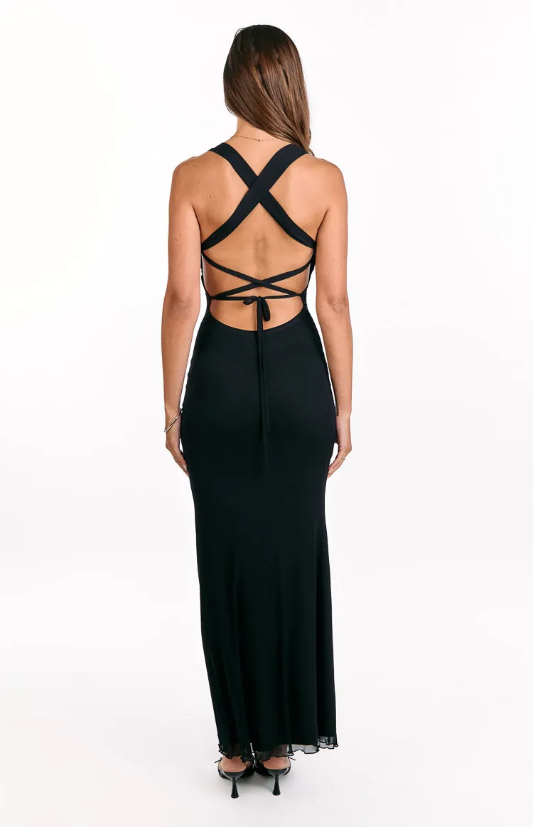 Amberley Black Mesh Formal Maxi Dress sold by Beginning Boutique product image thumbnail 5