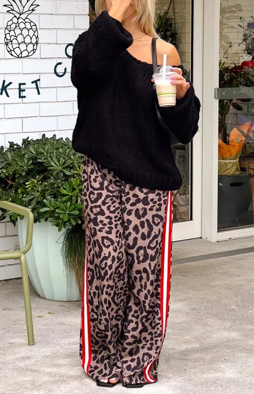 Sharly Leopard Red Racer Stripe Pants sold by Beginning Boutique
