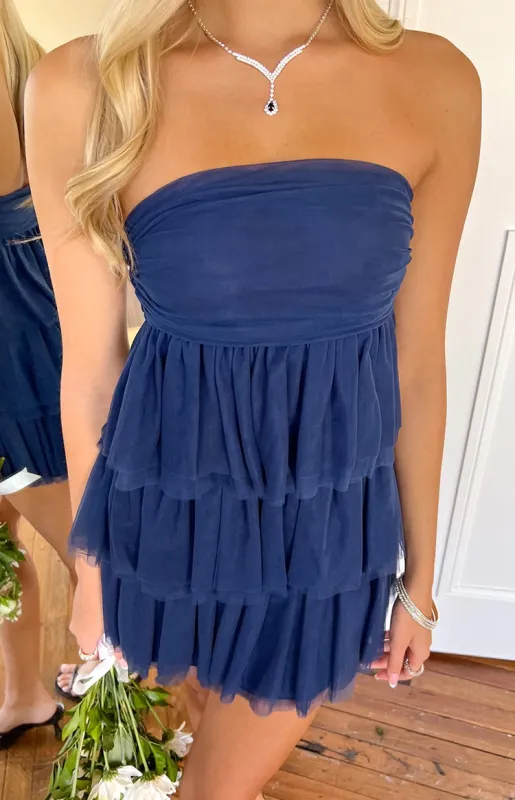 Birthday Girl Navy Mini Party Dress sold by Beginning Boutique