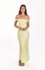 Danni Light Yellow Tie Off Shoulder Formal Maxi Dress sold by Beginning Boutique