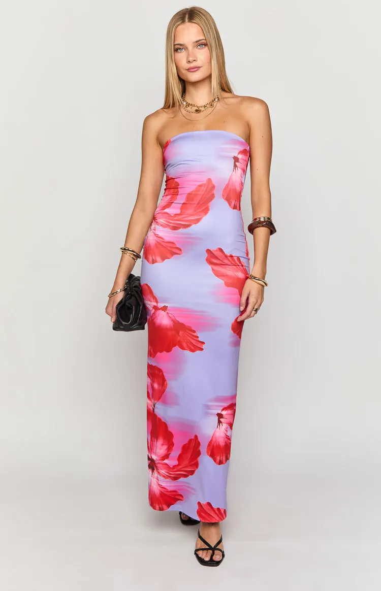 Arizona Purple Floral Print Maxi Dress sold by Beginning Boutique product image thumbnail 2