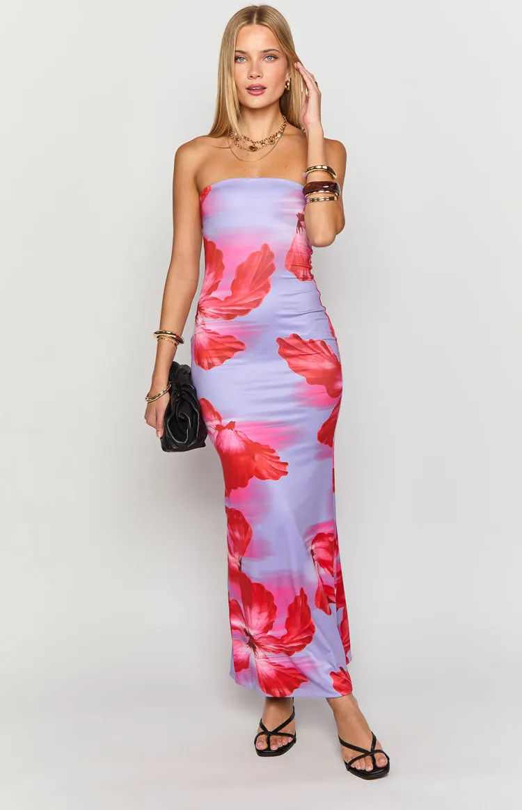 Arizona Purple Floral Print Maxi Dress sold by Beginning Boutique product image thumbnail 3