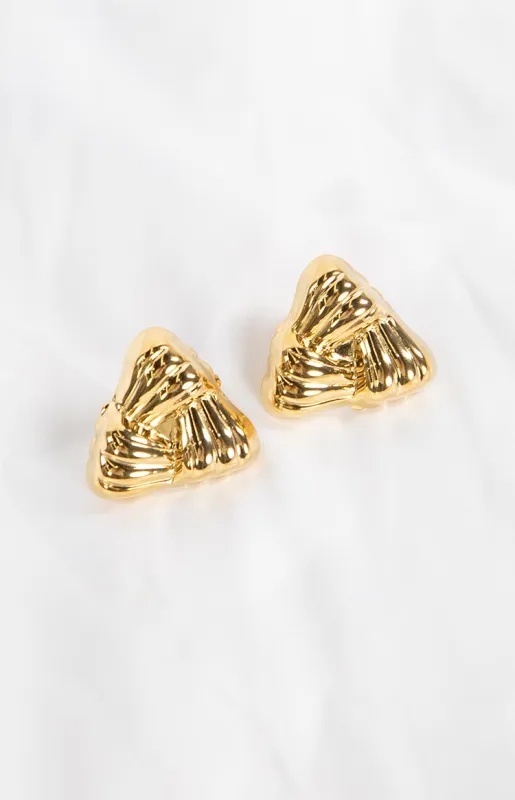 Zodie Gold Triangle Statement Stud Earrings sold by Beginning Boutique