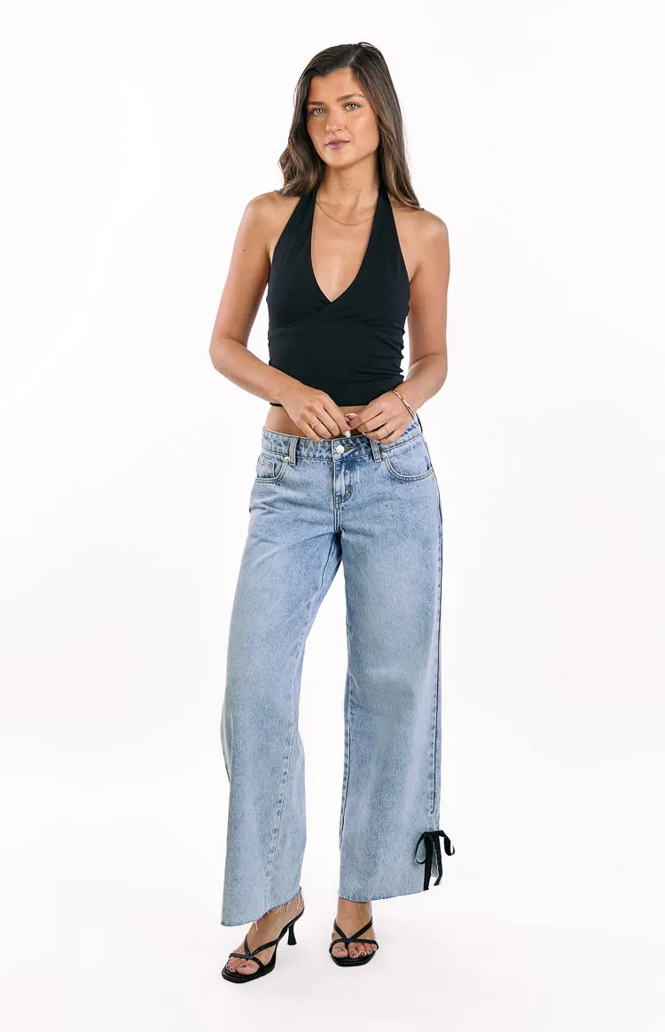 Willabelle Light Wash Denim Bow Hem Low Rise Jeans sold by Beginning Boutique product image thumbnail 2