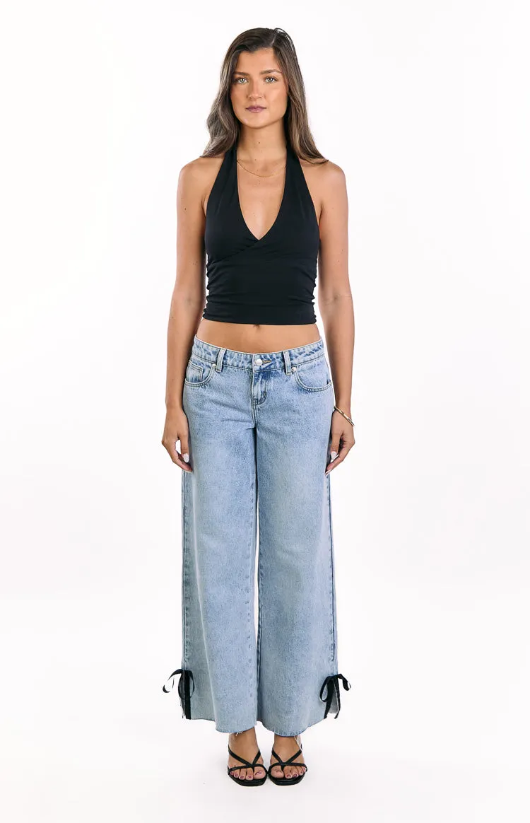 Willabelle Light Wash Denim Bow Hem Low Rise Jeans sold by Beginning Boutique product image thumbnail 3