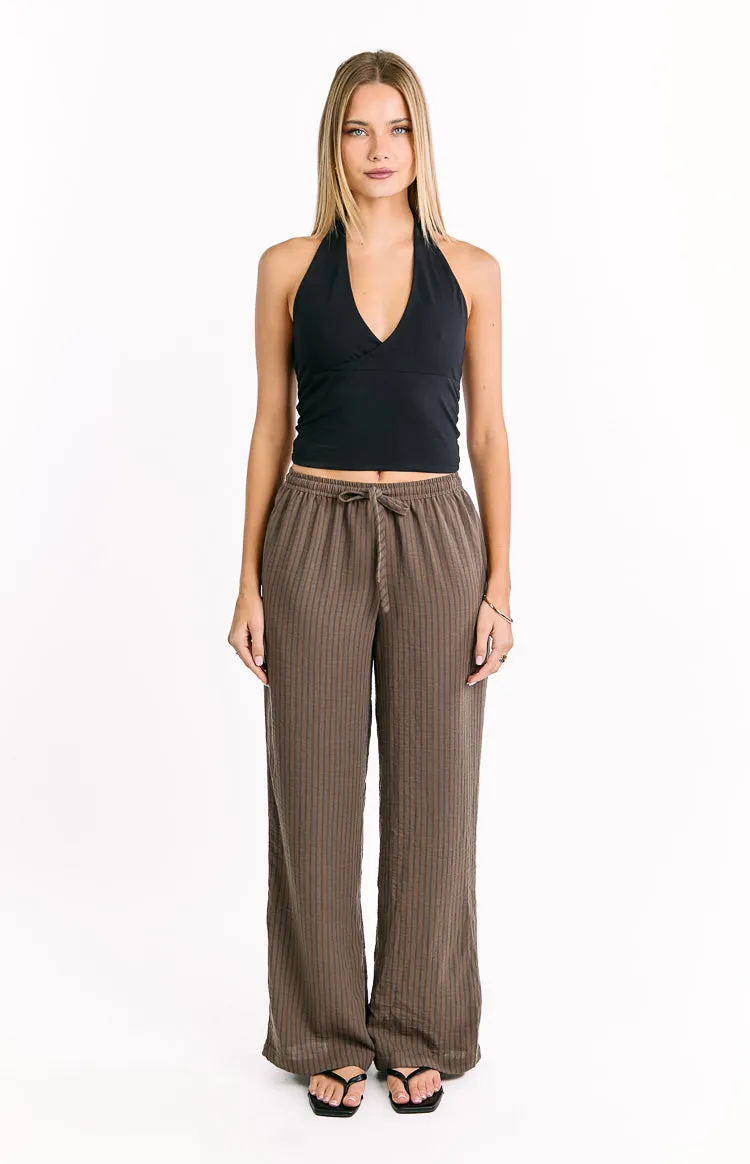 Avandi Brown Stripe Drawstring Waistband Pants sold by Beginning Boutique product image thumbnail 2