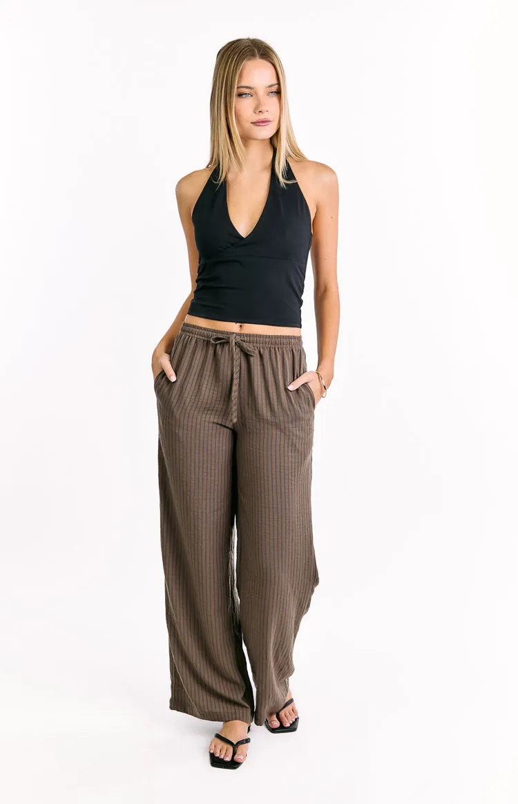 Avandi Brown Stripe Drawstring Waistband Pants sold by Beginning Boutique product image thumbnail 3