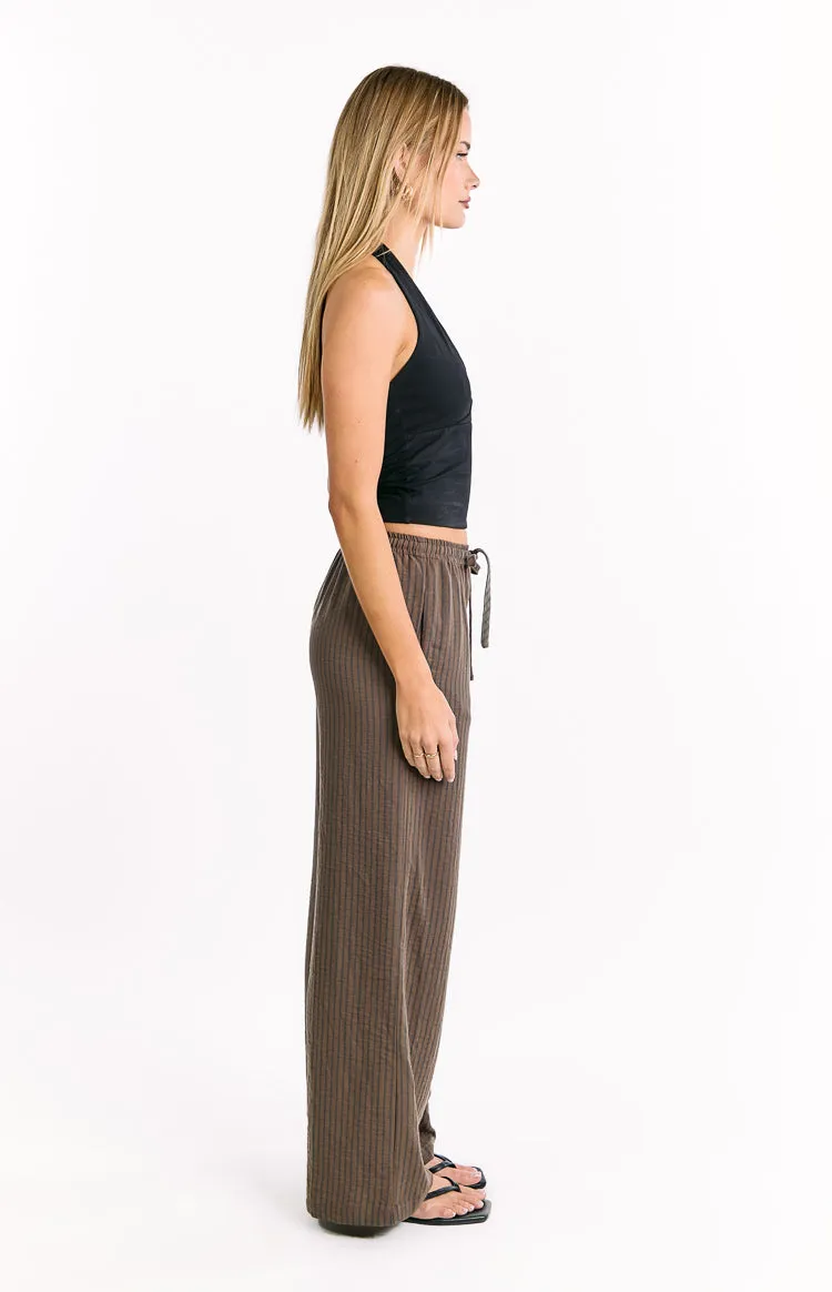 Avandi Brown Stripe Drawstring Waistband Pants sold by Beginning Boutique product image thumbnail 4