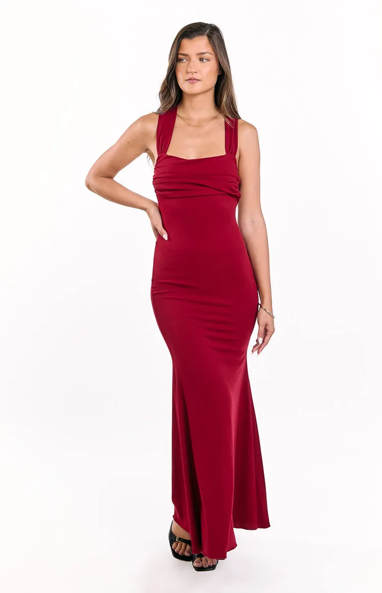 Beverley Wine Crepe Maxi Dress sold by Beginning Boutique product image thumbnail 2