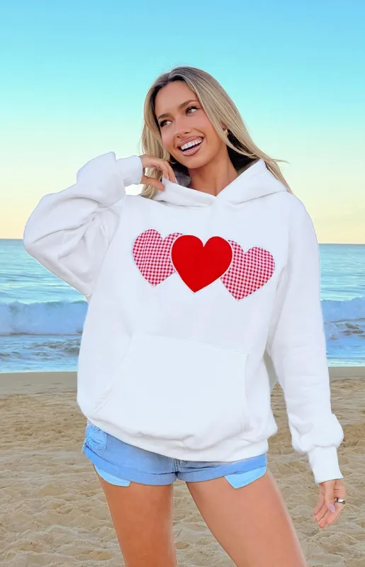 Beginning White And Red Heart Hoodie sold by Beginning Boutique