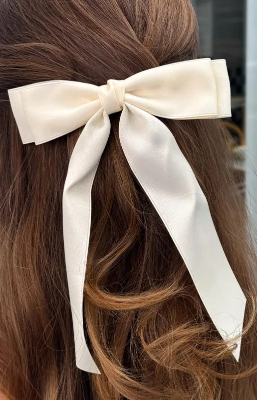 Whimsy Willow Cream Bow Hair Clip sold by Beginning Boutique