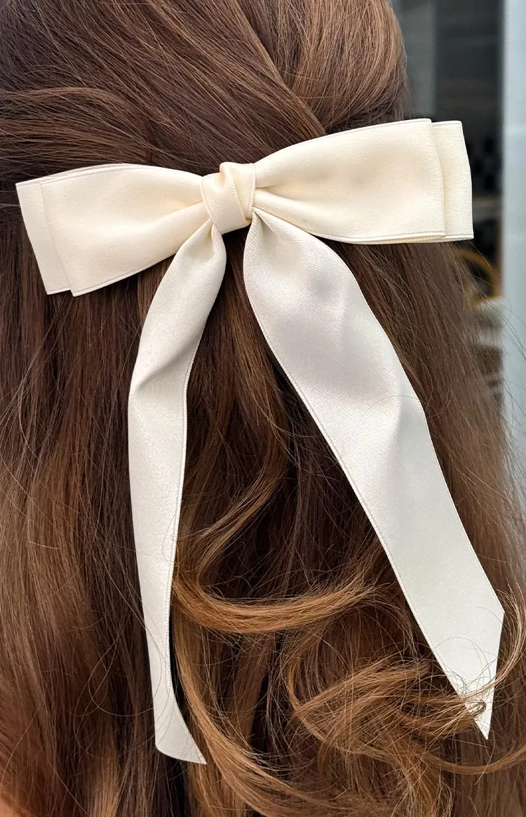 Whimsy Willow Cream Bow Hair Clip sold by Beginning Boutique
