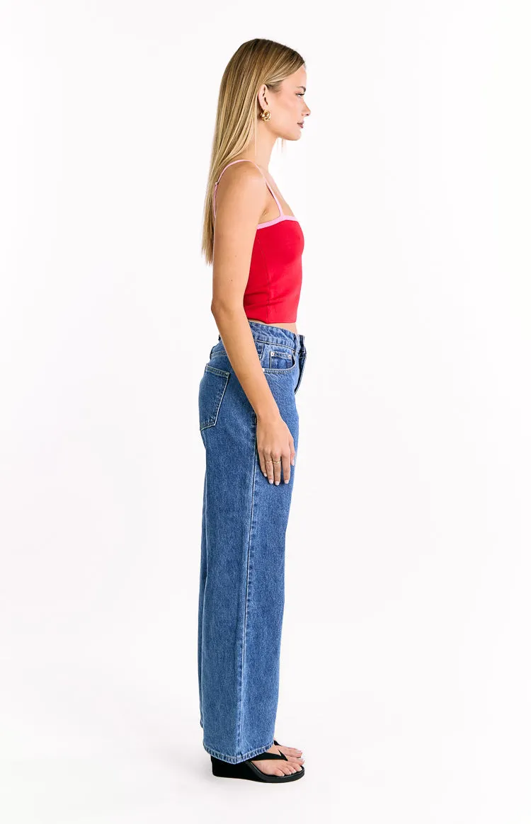 Florrie Red Pink Contrast Knit Top sold by Beginning Boutique product image thumbnail 4
