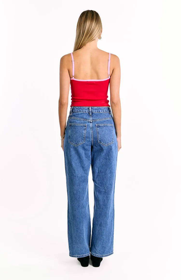 Florrie Red Pink Contrast Knit Top sold by Beginning Boutique product image thumbnail 5