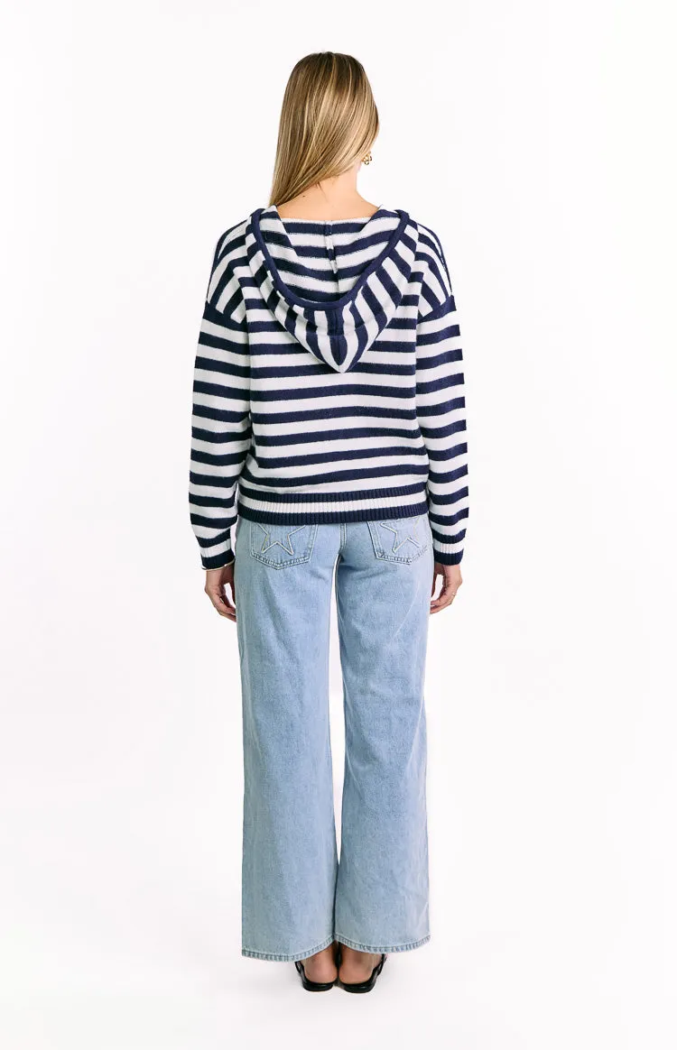 Mollie Navy Stripe Knit Zip Sweater sold by Beginning Boutique product image thumbnail 5