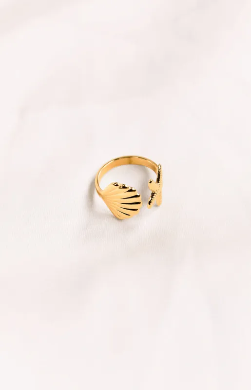 Aquaria Gold Seashell Ring sold by Beginning Boutique