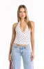Amora White Polka Dot Crop Top sold by Beginning Boutique