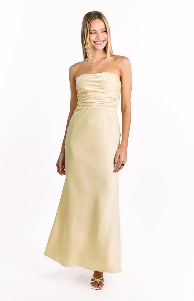 Alexia Yellow Strapless Maxi Dress sold by Beginning Boutique product image thumbnail 3