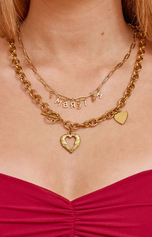 Gold Heart Chain Necklace sold by Beginning Boutique