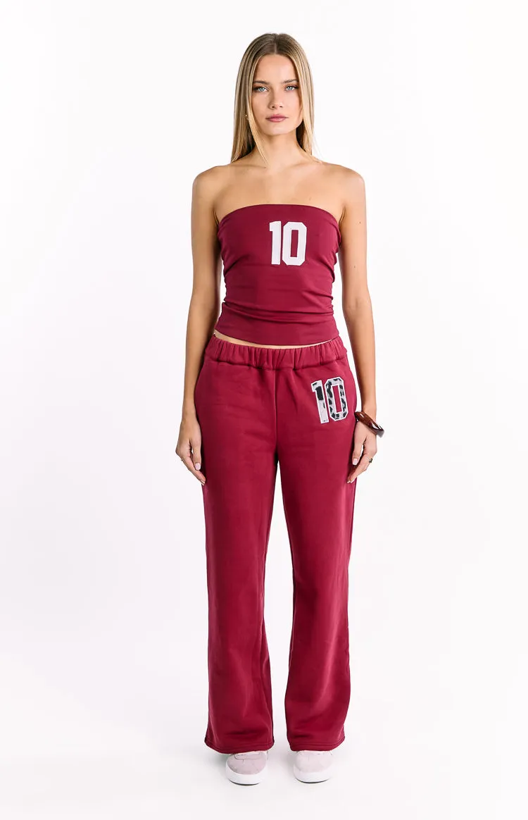 Dania Burgundy Leopard Star Track Pants sold by Beginning Boutique product image thumbnail 2