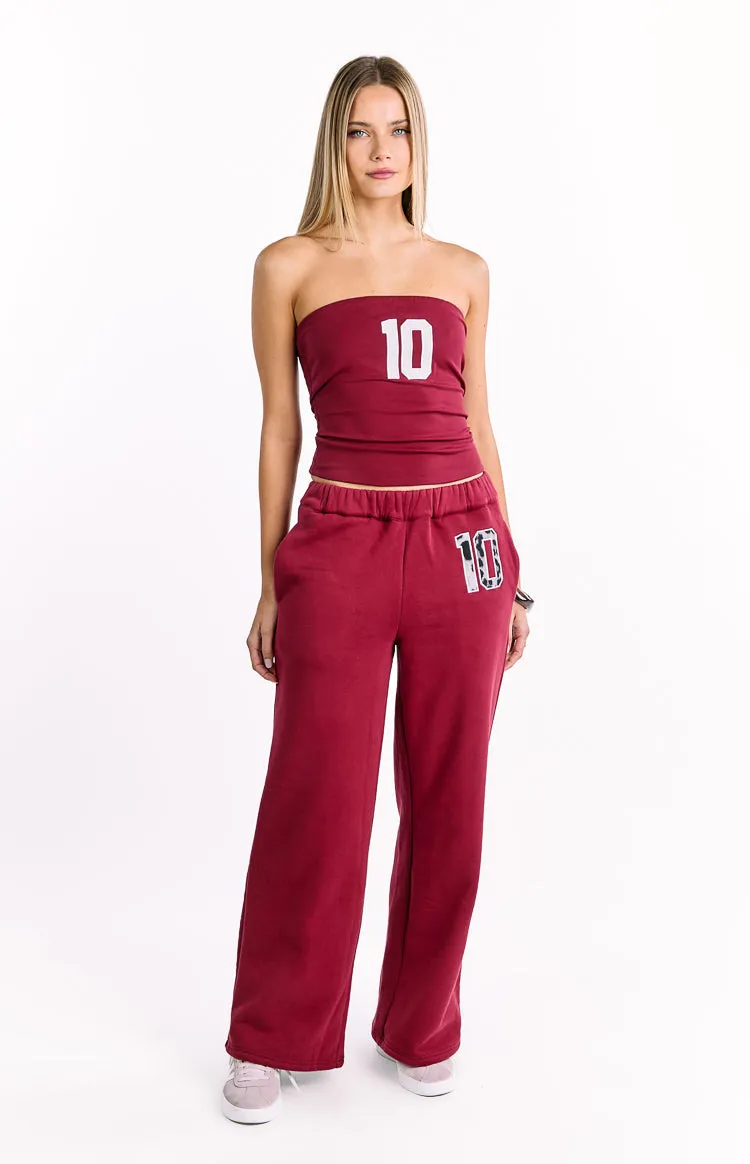 Dania Burgundy Leopard Star Track Pants sold by Beginning Boutique product image thumbnail 3