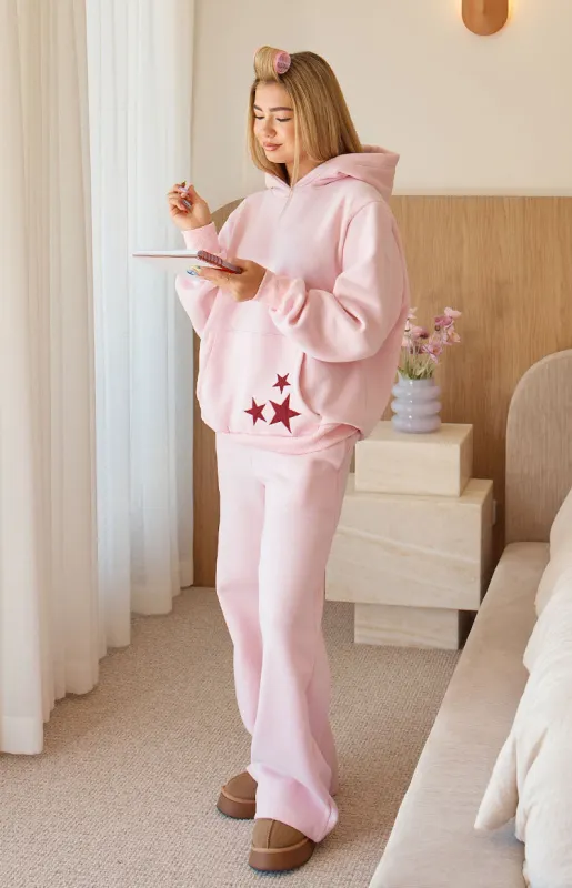 Dania Pink Burgundy Star Track Pants sold by Beginning Boutique