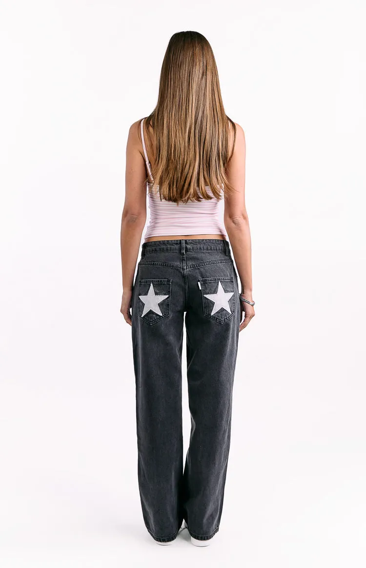 Charli Black Low Waist Baggy Leg Jeans sold by Beginning Boutique product image thumbnail 5