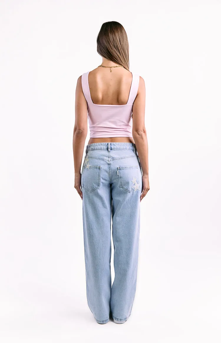 Charli Light Wash Low Waist Baggy Leg Jeans sold by Beginning Boutique product image thumbnail 5