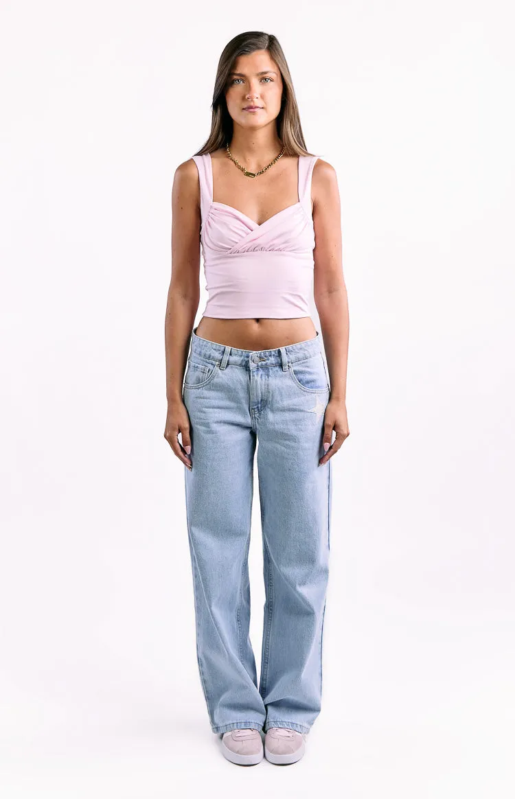 Charli Light Wash Low Waist Baggy Leg Jeans sold by Beginning Boutique product image thumbnail 2