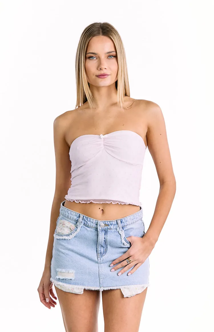 Muse Pink and White Polka Dot Strapless Top sold by Beginning Boutique product image thumbnail 2