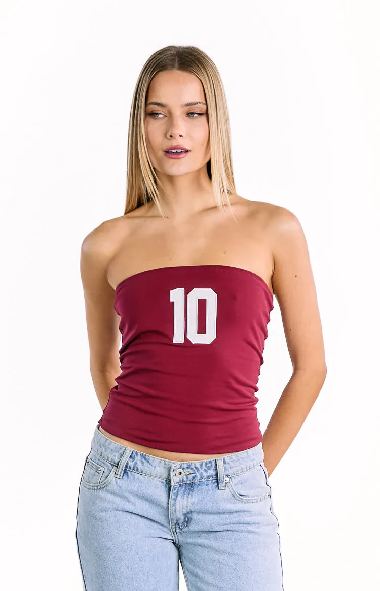 Daisy Burgundy Strapless Top sold by Beginning Boutique product image thumbnail 2