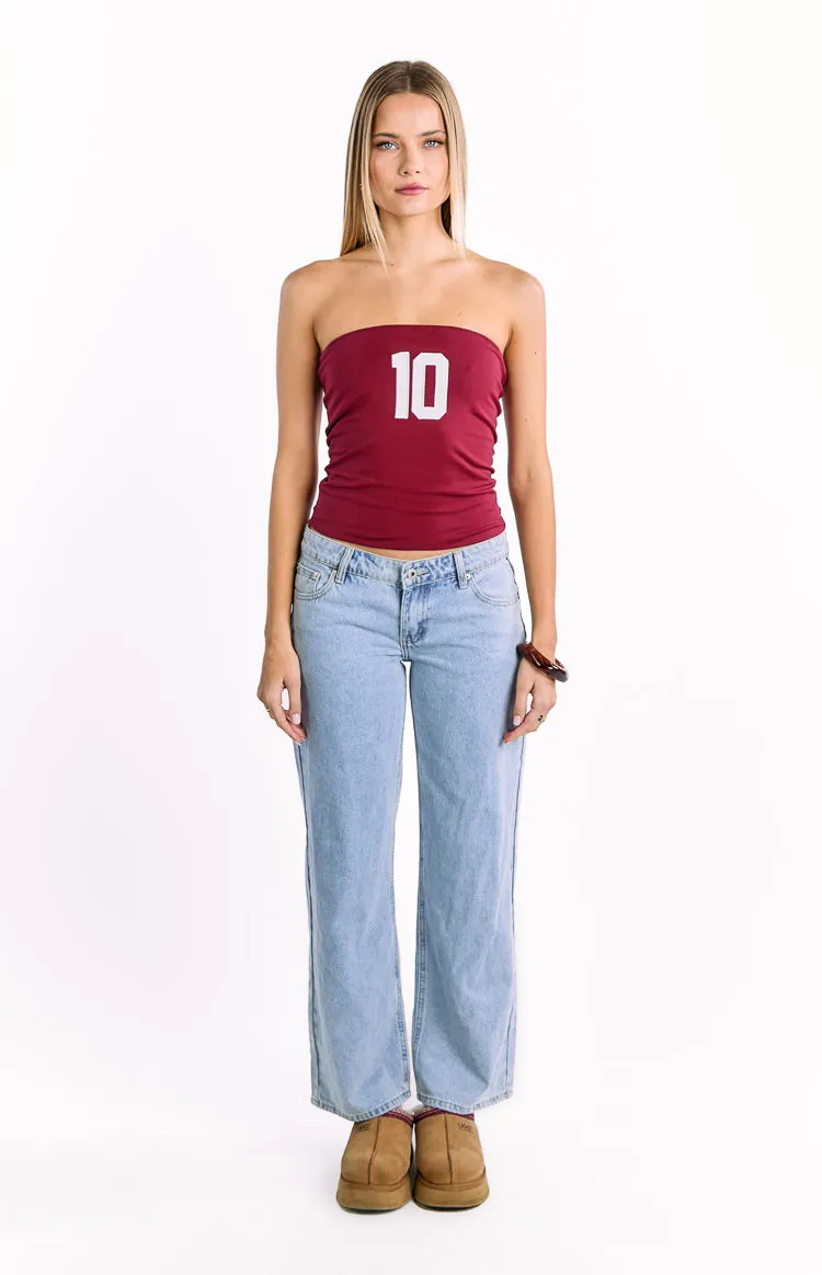 Daisy Burgundy Strapless Top sold by Beginning Boutique product image thumbnail 3