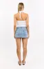 Found Love Light Wash Denim Low Rise Mini Skirt sold by Beginning Boutique