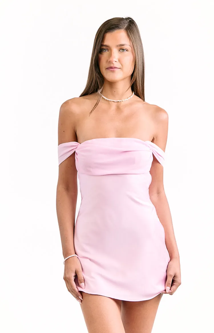 Sandie Pink Off The Shoulder Mini Dress sold by Beginning Boutique product image thumbnail 2