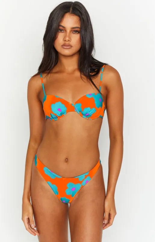 9.0 Swim Bronte Orange Floral Bikini Top sold by Beginning Boutique