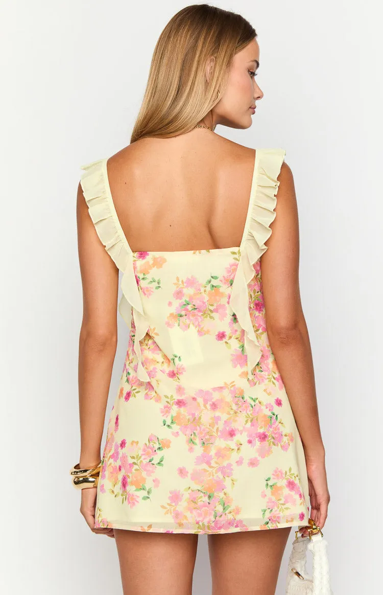 Joyce Yellow Bloom Chiffon Mini Dress sold by Beginning Boutique product image thumbnail 5