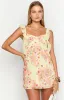 Joyce Yellow Bloom Chiffon Mini Dress sold by Beginning Boutique