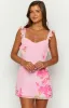 Joyce Pink Floral Chiffon Mini Dress sold by Beginning Boutique