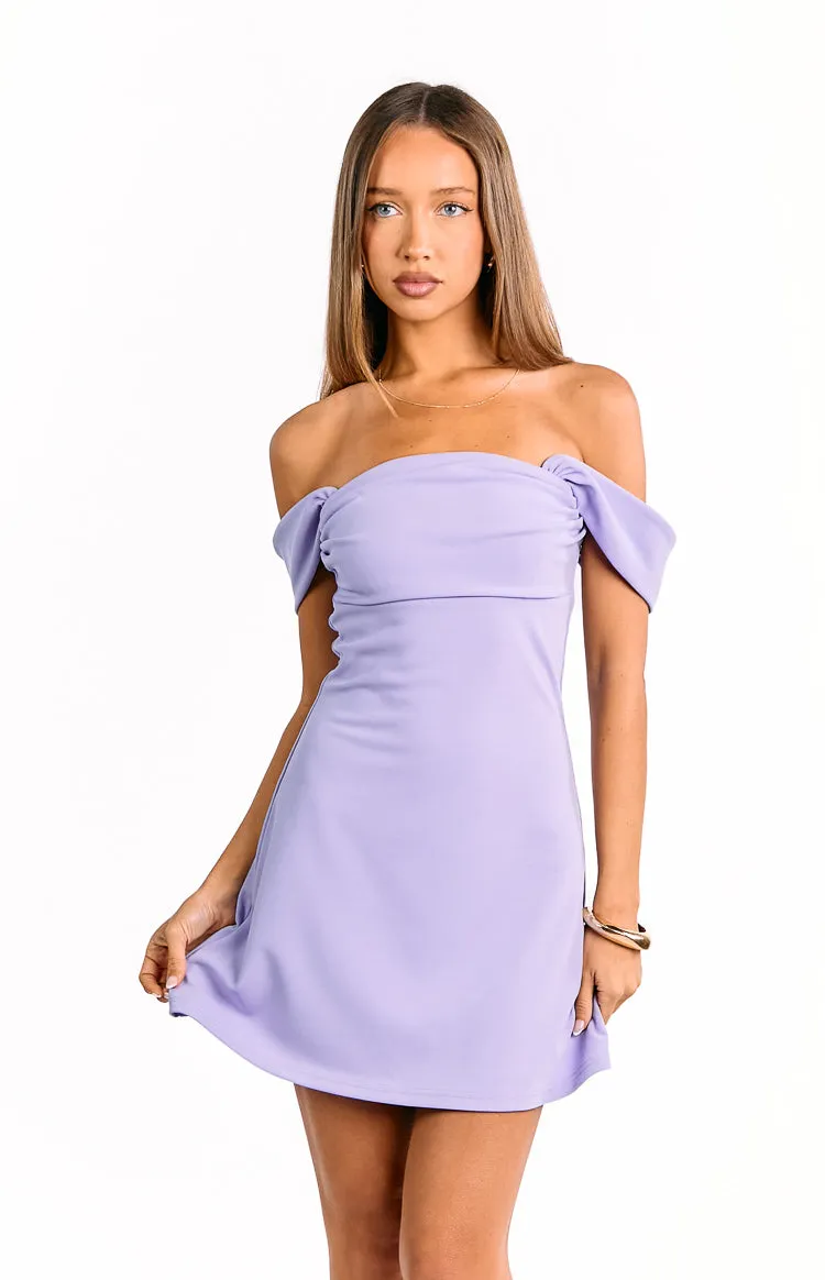 Zoella Lilac Off The Shoulder Crepe Mini Dress sold by Beginning Boutique product image thumbnail 2