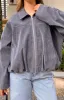 River Steel Grey Suedette Bubble Hem Bomber Jacket sold by Beginning Boutique