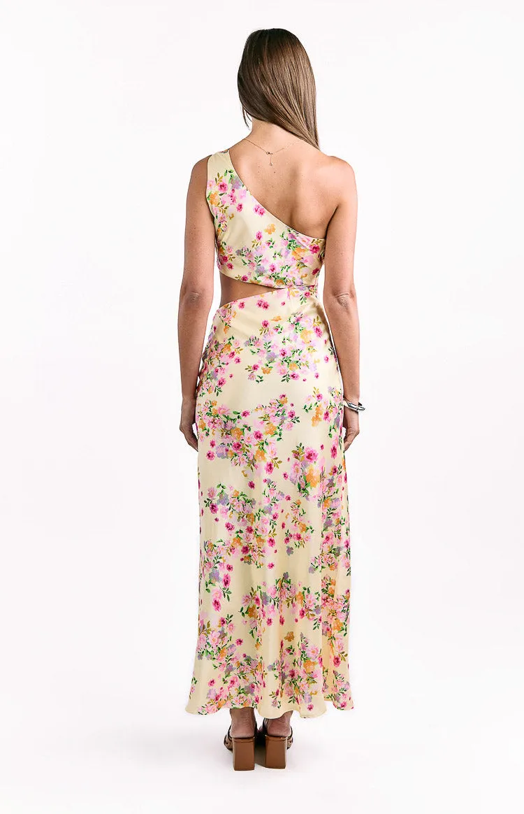 Mellick Yellow Bloom Satin Maxi Dress sold by Beginning Boutique product image thumbnail 5