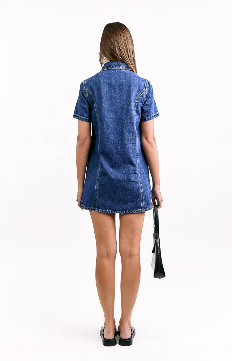 Lachie Dark Wash Denim Mini Dress sold by Beginning Boutique product image thumbnail 5