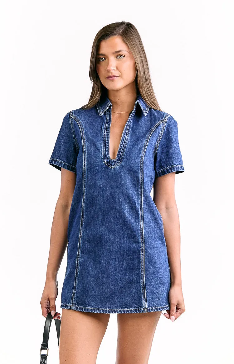 Lachie Dark Wash Denim Mini Dress sold by Beginning Boutique product image thumbnail 2