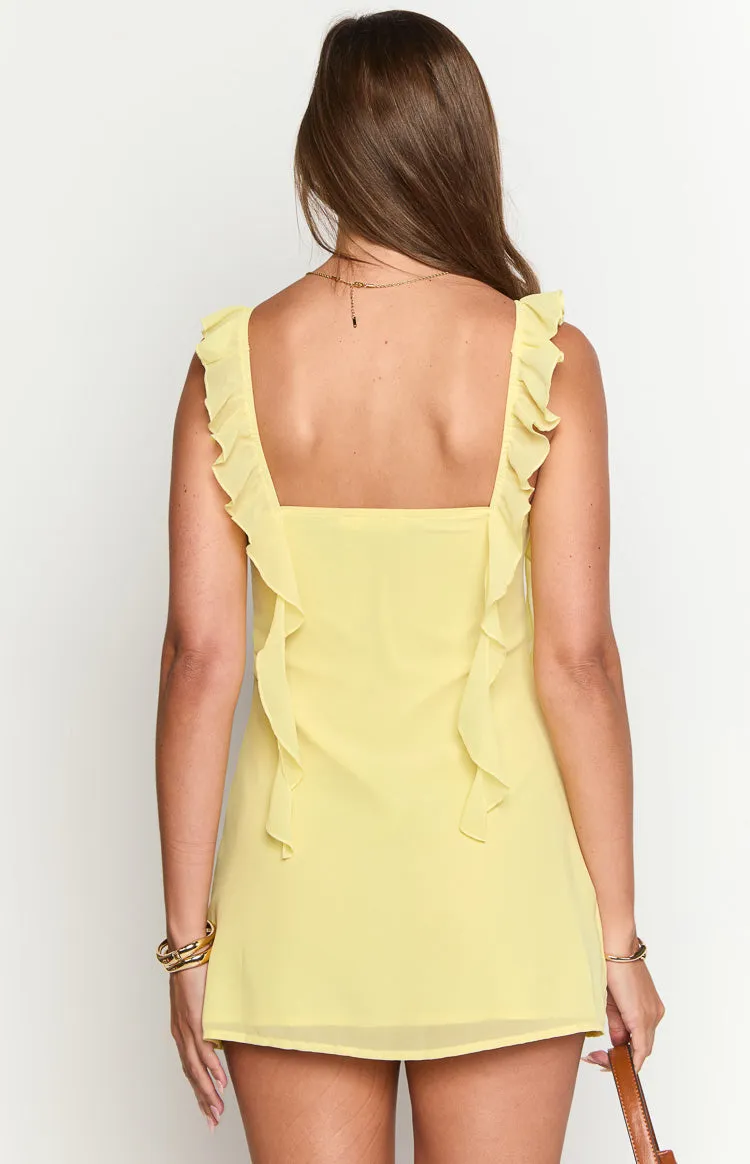 Joyce Yellow Chiffon Mini Dress sold by Beginning Boutique product image thumbnail 5